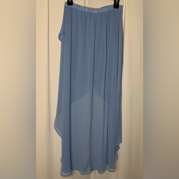 Xhilaration - Light Blue Maxi Skirt With Semi Sheer High Low Overlay - Small - Picture 2 of 4